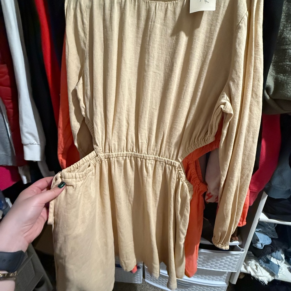 Beige Long Sleeve Dress